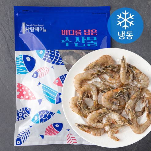 사랑해어 국내산 새우 구이용 찜용 (냉동), 500g, 1개