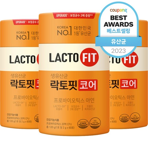 종근당건강 락토핏 코어 생유산균 60p, 120g, 3개