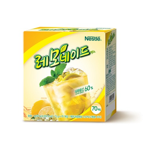 네슬레 레몬에이드 파우더, 15g x 70개입, 1개 네슬레 레몬에이드 파우더, 15g x 70개입, 1개