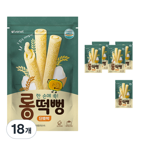아이배냇 유아용 롱떡뻥 단호박 30g, 단호박맛, 18개