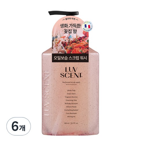 럽센트 스크럽 워시 플라워마켓 화이트튤립향, 500ml, 6개