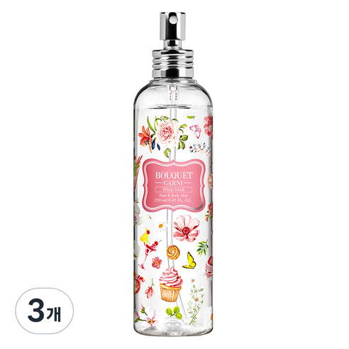 부케가르니 헤어 앤 바디미스트 화이트머스크, 250ml, 3개