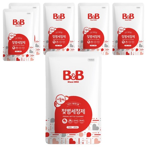 비앤비 거품형 젖병세정제 리필, 400ml, 6개