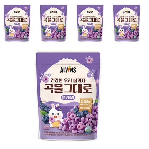 엘빈즈 건강한 우리 쌀과자 곡물그대로, 30g, 5개, 블루베리맛