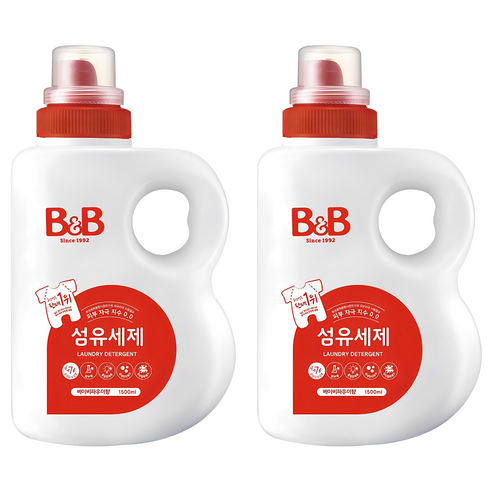 비앤비 섬유 유아 세제 베이비파우더향, 1.5L, 2개