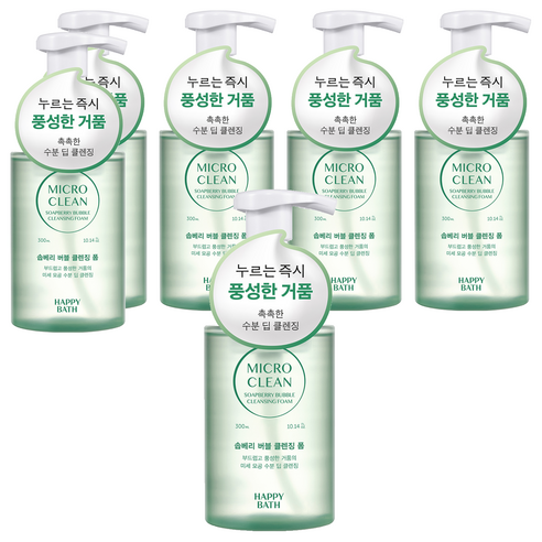 해피바스 마이크로 클린 솝베리 버블 클렌징폼, 6개, 300ml