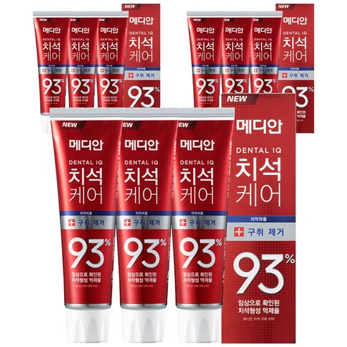 메디안 치석케어 구취제거 치약, 120g, 9개