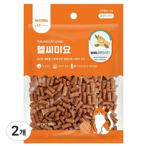 굿데이 고양이 헬씨미요 간식, 혼합맛(황태/글루코사민), 100g, 2개