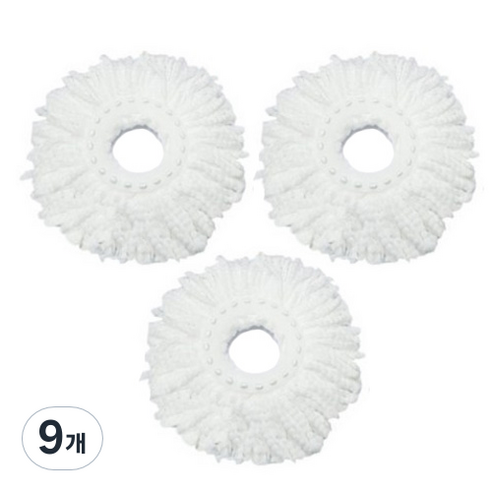 핸드스핀 청소기 리필 걸레 화이트 16cm, 9개