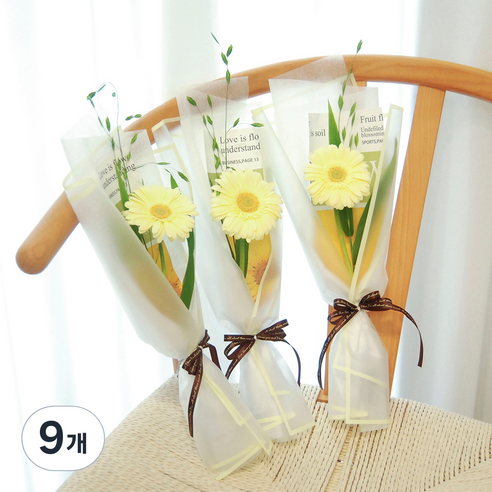 블뤼엔 생화 거베라한송이 꽃다발 3p, 크림아이보리, 9개