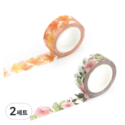 라이프포인트 내츄럴 일러스트 마스킹 테이프 11동백나무 세트, 11동백나무, 18단풍나무, 2세트