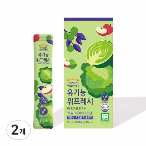 장인정신 에브리데이 유기농 양배추즙 위프레시 15p, 2개, 300g