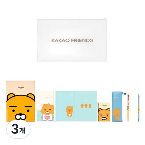 카카오프렌즈 신학기 실속구성 문구세트 A, 라이언, 3개