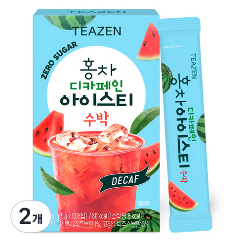 티젠 홍차 디카페인 아이스티 수박, 5g, 2개, 10개입