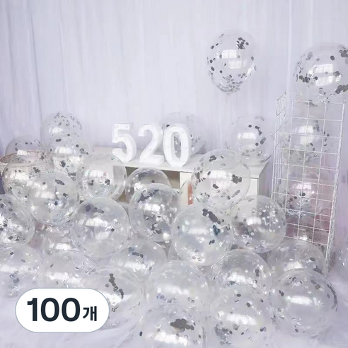 팡파티 파티풍선, 실버스팽글, 100개