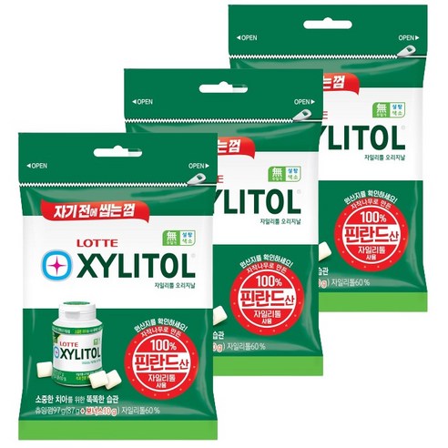 롯데자일리톨 오리지날 껌 리필, 97g, 3개