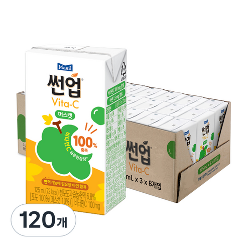 매일유업 썬업 Vita C 주스 머스캣, 125ml, 120개