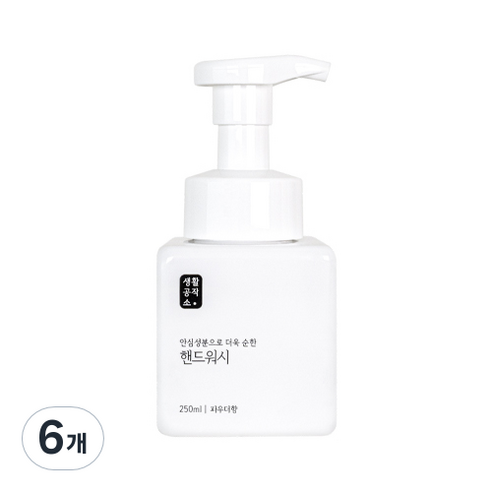 생활공작소 핸드워시 용기 파우더향, 6개, 250ml