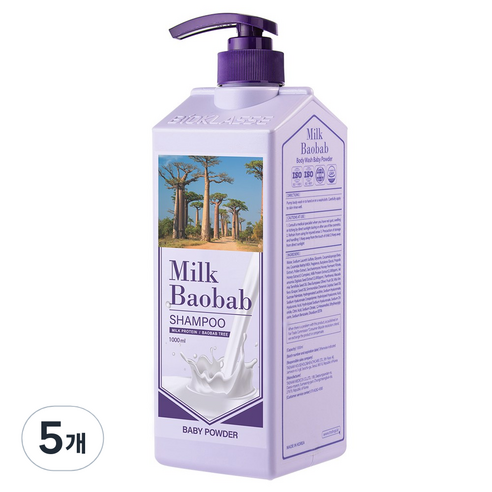 밀크바오밥 샴푸 베이비파우더향, 1000ml, 5개