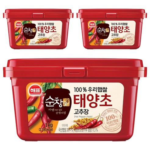 순창궁 100% 우리햅쌀 태양초 고추장, 1kg, 3개