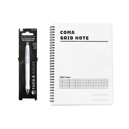 투코비 COLNK 닥터그립 편한샤프 랜덤발송 0.5mm + 투코비 코마 그리드노트 스프링 A5 화이트, 1세트