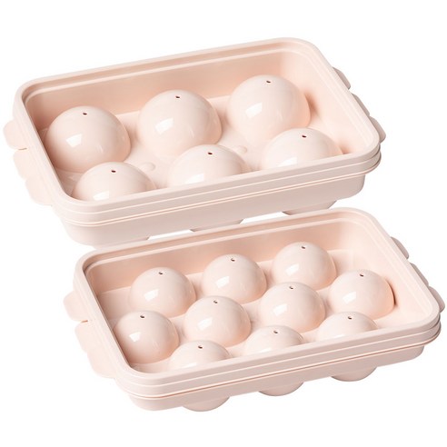 나누담 원형 왕 아이스볼 트레이 6구 + 10구 세트, 핑크