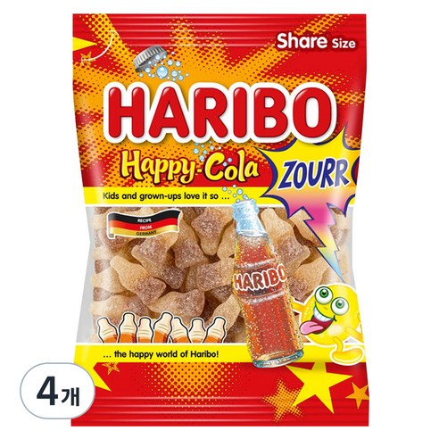 하리보 해피콜라 사우어 젤리, 200g, 4개