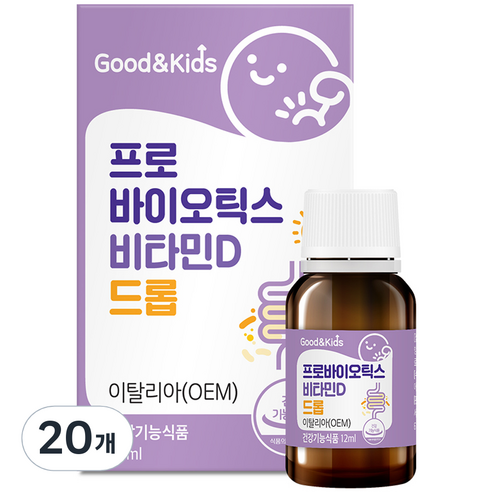 내츄럴플러스 굿앤키즈 프로바이오틱스 비타민D 드롭, 20개, 12ml