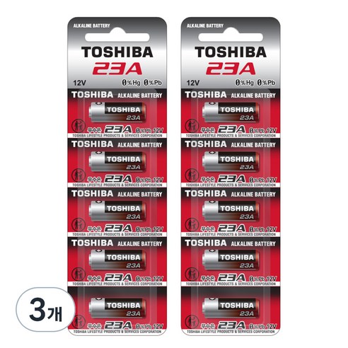 도시바 23A 12V 알카라인 AA건전지, 10개입, 3개
