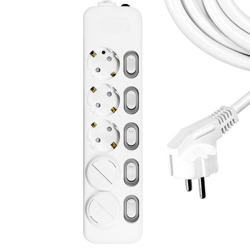써지오 개별 안전커버 멀티탭 5구 DH-1658-MT + 안전커버 2p, 4.5m, 1세트