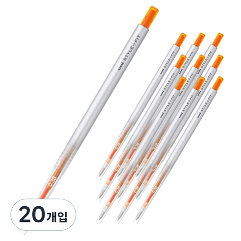 유니 스타일핏트 단색펜 UMN-139 0.38mm, 오렌지, 20개입
