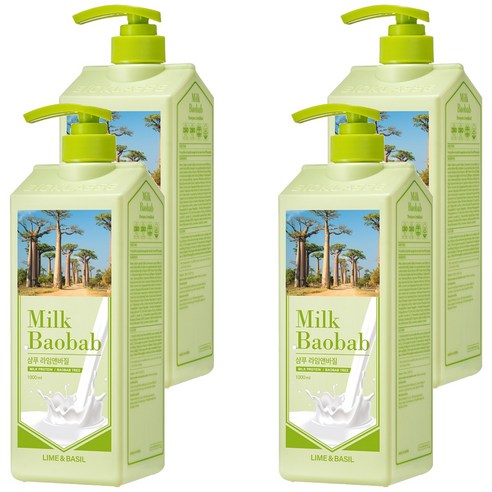밀크바오밥 라임앤바질 샴푸, 1000ml, 4개