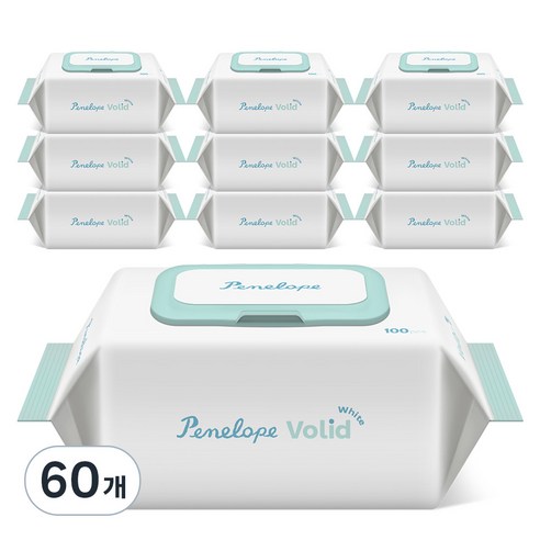 페넬로페 볼리드 화이트 저자극 아기물티슈 캡형, 50g, 100개입, 60개