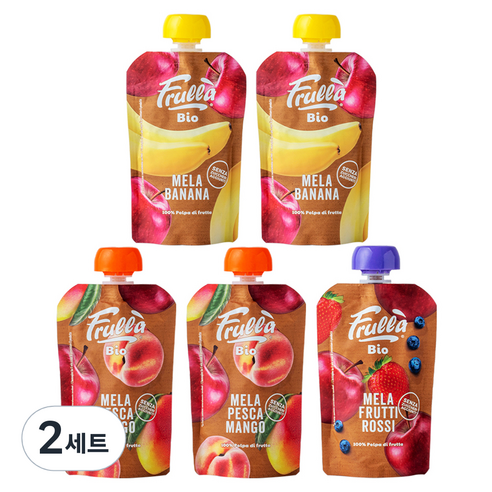 푸루라퓨레 유기농 생과일 혼합맛 사과 바나나 100g x 2p + 사과 복숭아 망고 100g x 2p + 사과 블루베리 딸기 100g 세트, 2세트