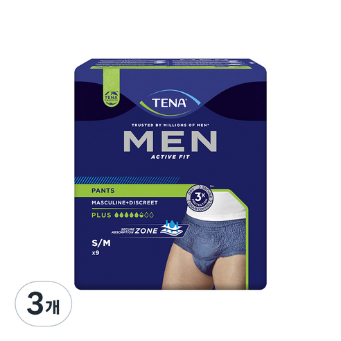 테나 맨 언더웨어 성인기저귀 중형, 9개입, 3개