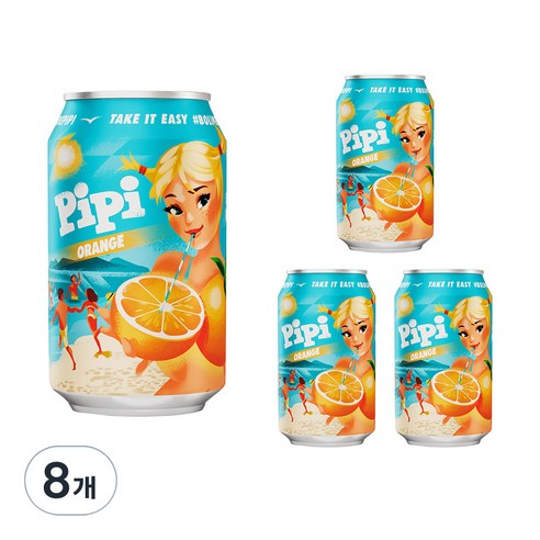 피피 오렌지 비치음료 캔, 330ml, 8개