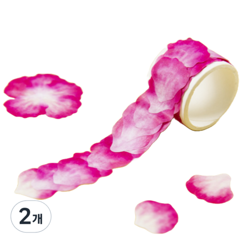 푸트로랩 콜라주 꽃잎 쌓인 테이프 30 x 30 mm 80p, 딥핑크, 2개