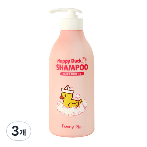 퍼니피아 유아용 해피덕 샴푸 스트로베리향, 500ml, 3개