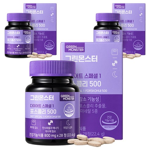 그린몬스터 다이어트 스페셜 1 포스콜리 500, 28정, 3개