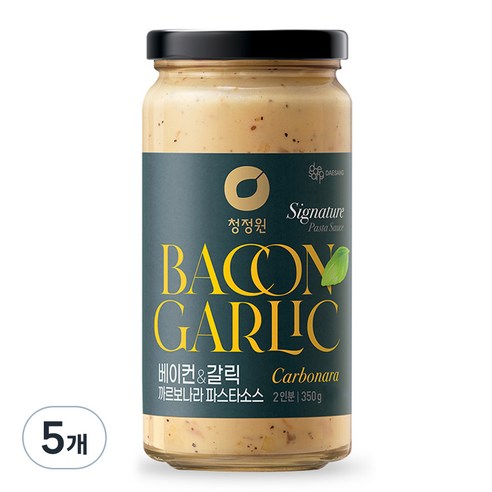 청정원 베이컨 앤 갈릭 까르보나라 파스타소스, 350g, 5개