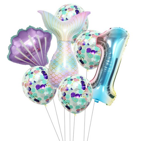 이모쿠비 생일파티 숫자풍선세트, 머메이드 1, 1세트