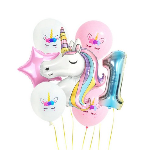 이모쿠비 생일파티 숫자풍선세트, 유니콘 1, 1세트