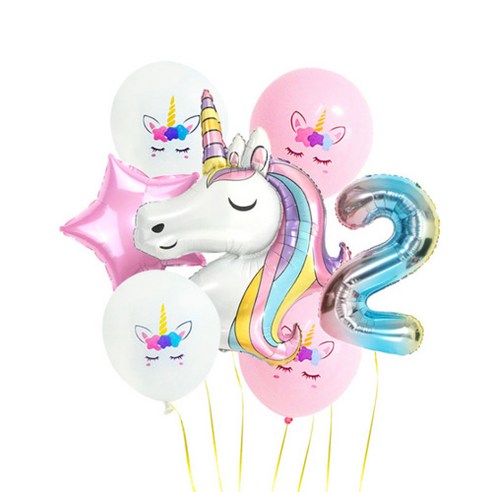 이모쿠비 생일파티 숫자풍선세트, 유니콘 2, 1세트
