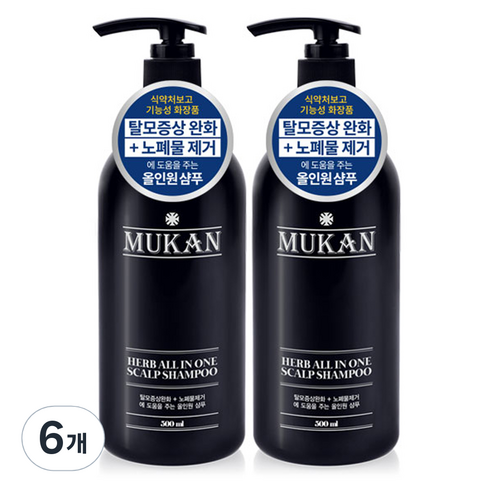 무칸 허브 올인원 두피 샴푸 허브향, 500ml, 6개