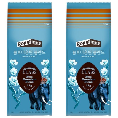 쟈뎅 클래스 블루마운틴 블렌드 원두커피, 홀빈(분쇄안함), 1kg, 2개