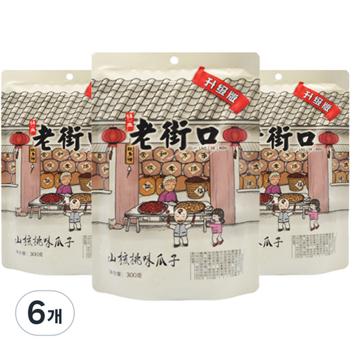 LAOJIEKOU 해바라기씨 히코리맛, 300g, 6개