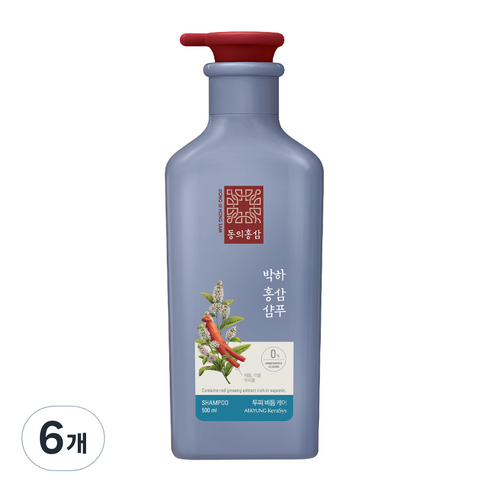 동의홍삼 비듬 케어 홍삼샴푸 박하향, 6개, 500ml