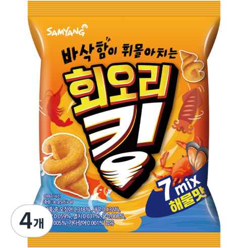 삼양 회오리킹 해물맛, 90g, 4개