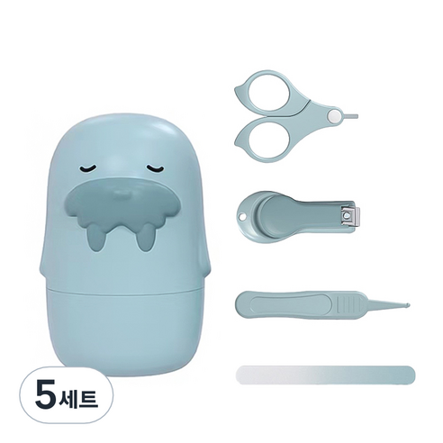 라이프투비 유아용 동물 캐릭터 손톱깎이 세트, 바다코끼리 블루, 5세트