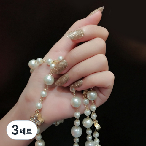 이엘피코리아 이코 네일스티커 QB417, 글리터골드, 3세트